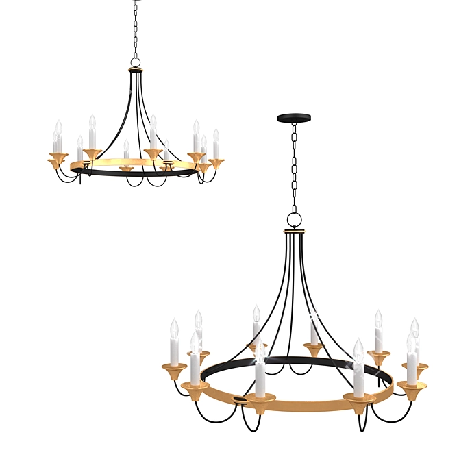 Elegant Gold & Black Hanlon Chandelier 3D model image 1