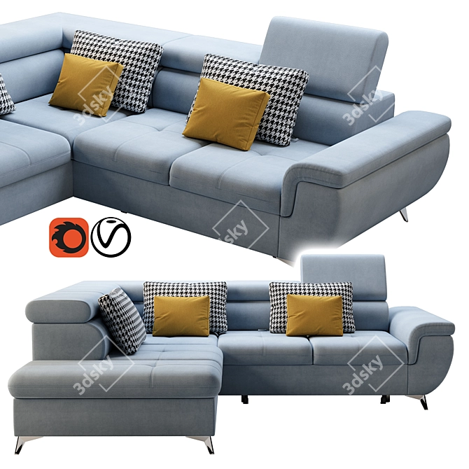 Wersal Monk L Sofa: Luxurious Avant-Garde Elegance 3D model image 1