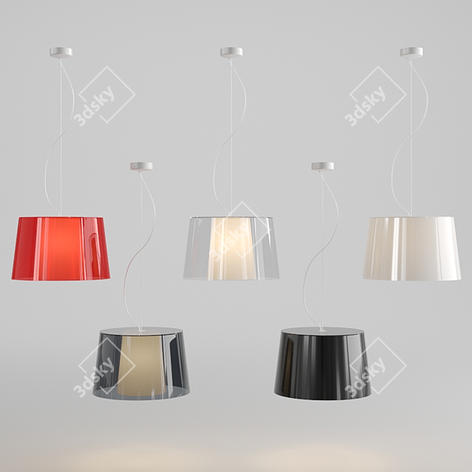 Modular Polycarbonate Suspension Lamp 3D model image 1