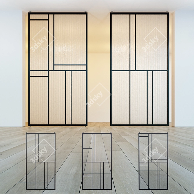 Sleek Glass Partition Door 3D model image 1