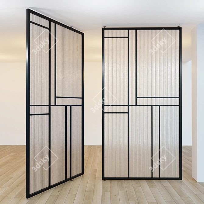 Sleek Glass Partition Door 3D model image 2