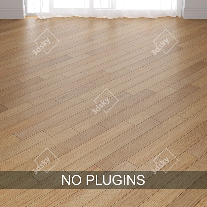 Oak Wood Parquet Tiles: Straight, Chevron, Herringbone 3D model image 3