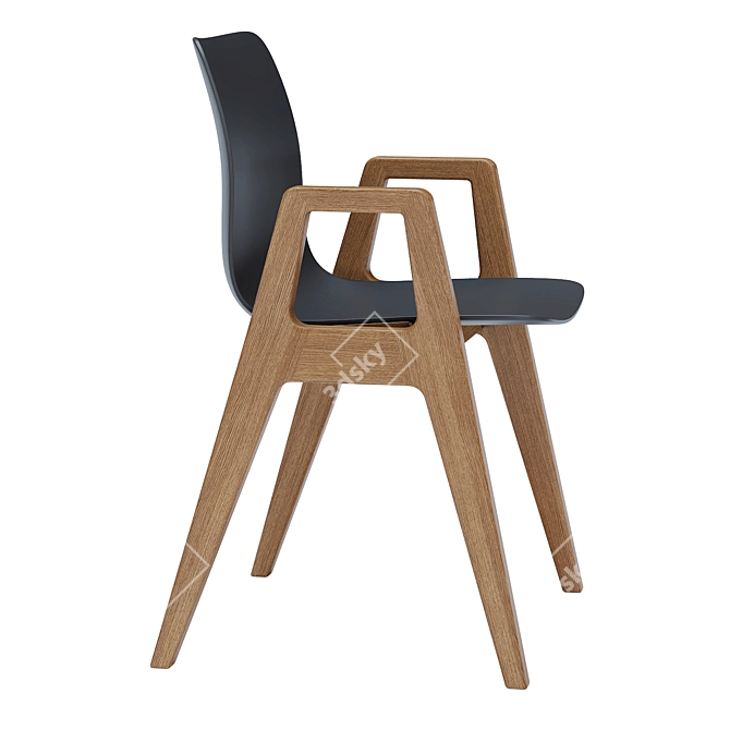 Elegant Wood Side Chairs 3D model image 2