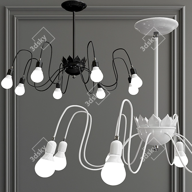 Octopus Iron Ceiling Light 3D model image 1