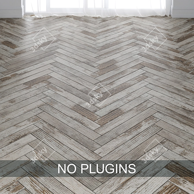 Vintage Painted Wood Parquet 3D model image 2