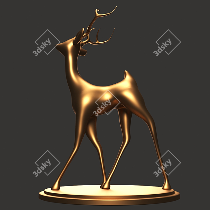 Graceful Gazelle Sculpture 3D model image 2