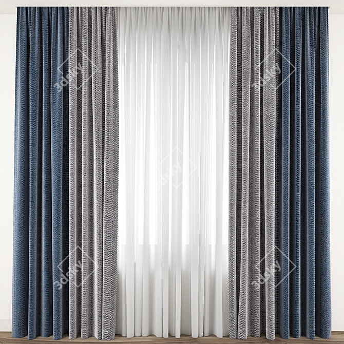 Elegant Detailed Curtain Model 3D model image 1