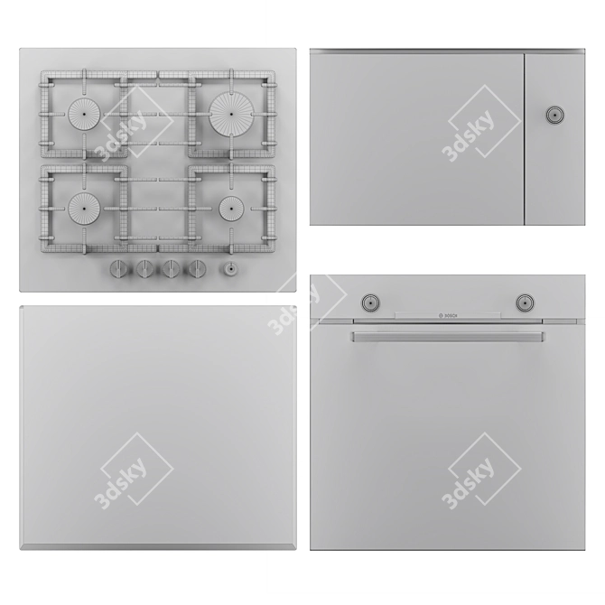 BOSCH Serie 6: Electric Cooktop, Oven, Microwave, Gas Cooktop 3D model image 2