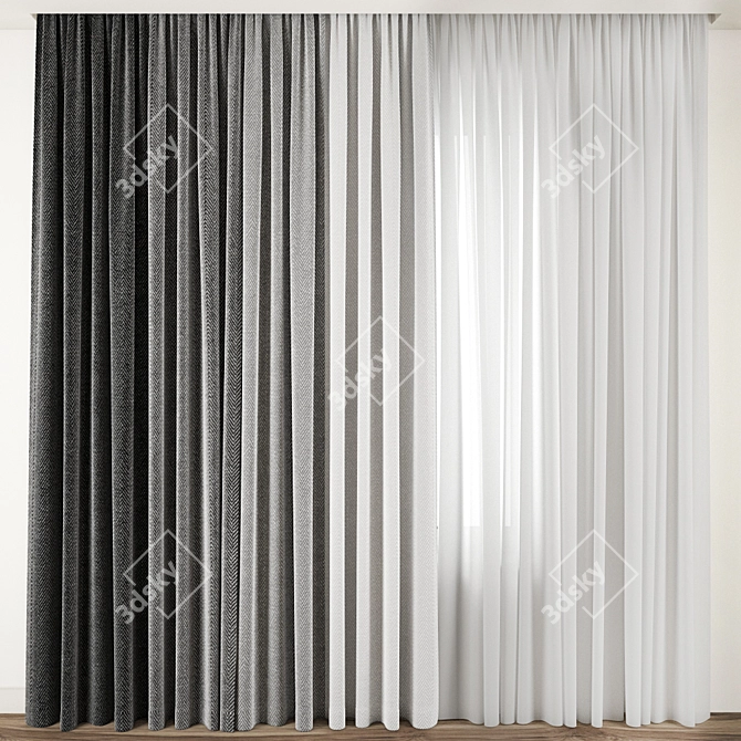 Exquisite Curtain Model - 3ds max & Obj 3D model image 1