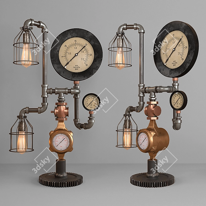 Steampunk Industrial Desk Lamp 3D model image 1