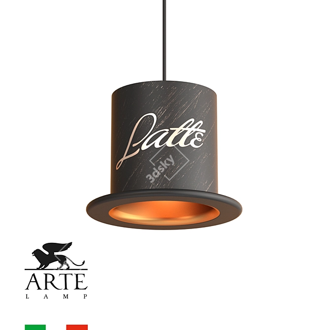 Capello Pendant Lamp: Black & Gold Metal 3D model image 1