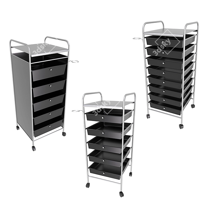 Stylish Hairdressing Trolley Set 3D model image 1