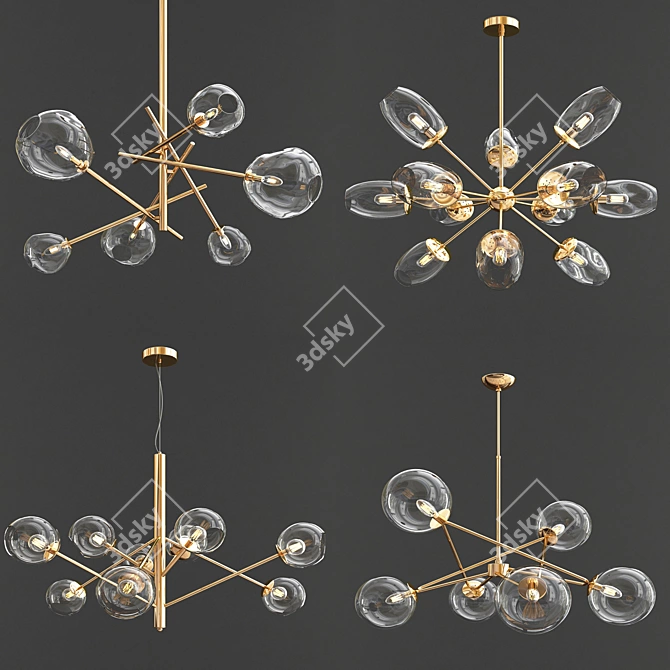 Glimmering Elegance: 4 Exclusive Chandeliers 3D model image 1