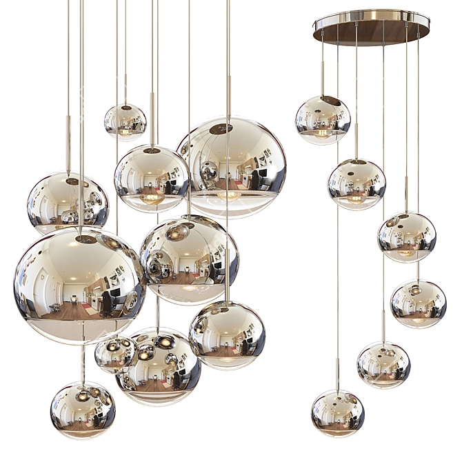 Sleek Mirrored Elegance: Tom Dixon Pendant 3D model image 1