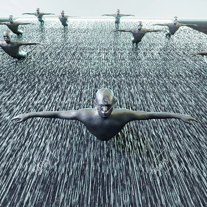 Sculpture Man Waterfall: Stunning Art & Natural Beauty 3D model image 2