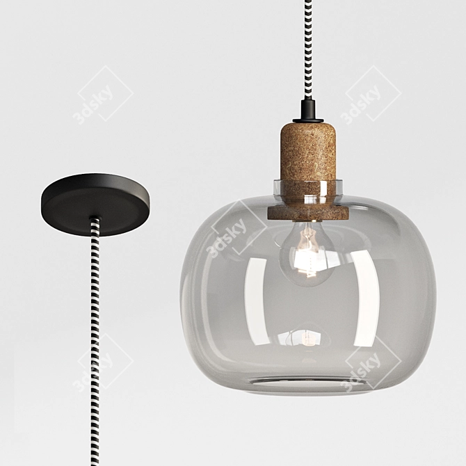 Sleek Gray Glass Pendant 3D model image 4