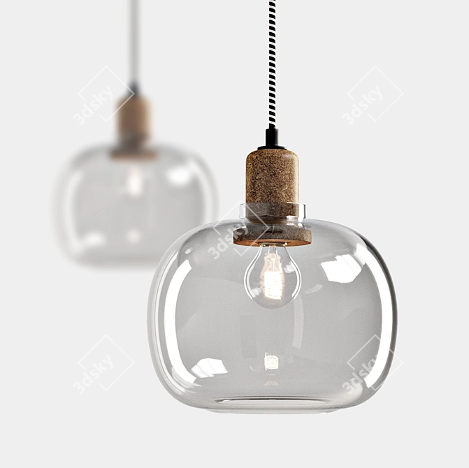 Sleek Gray Glass Pendant 3D model image 5