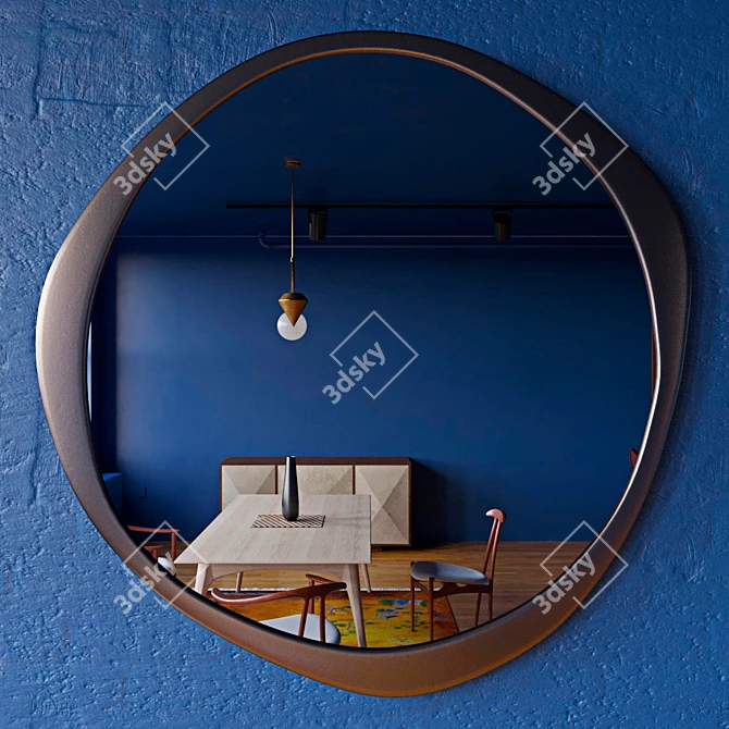 Modern Bronze Steel Mirror 3D model image 2