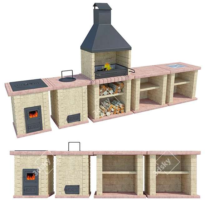 Modular BBQ Kits: Versatile and Stylish 3D model image 1