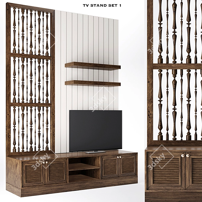 Universal 3ds Max TV Stand Set 3D model image 1