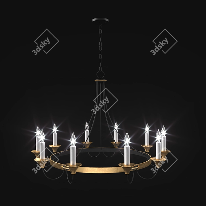 Elegant Hanlon Chandelier: Classic Gold & Black 3D model image 1