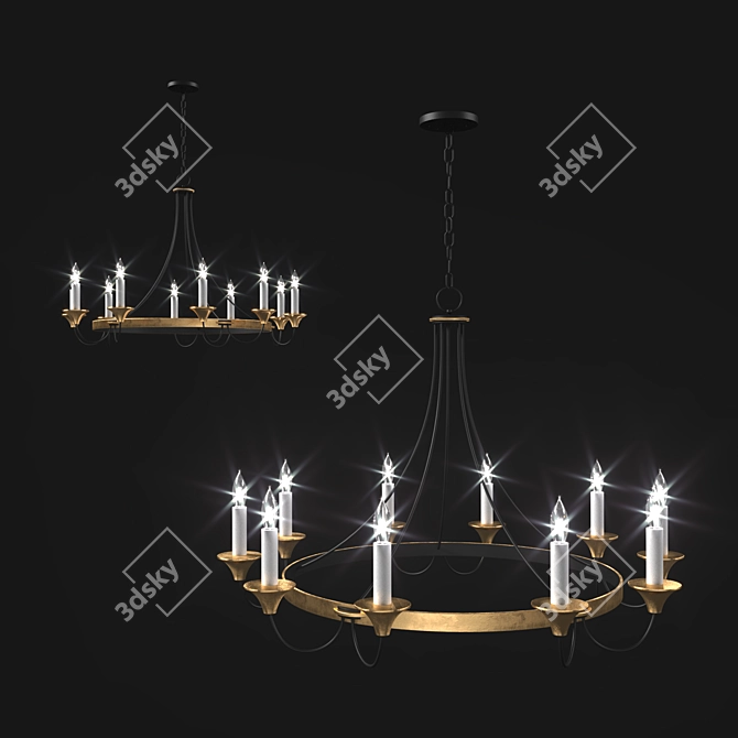 Elegant Hanlon Chandelier: Classic Gold & Black 3D model image 2