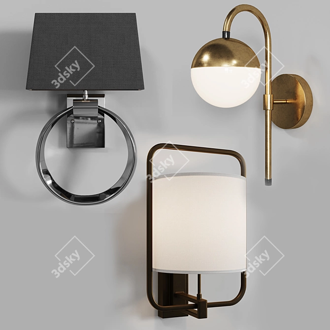 Elegant Metal Sconce 3D model image 1