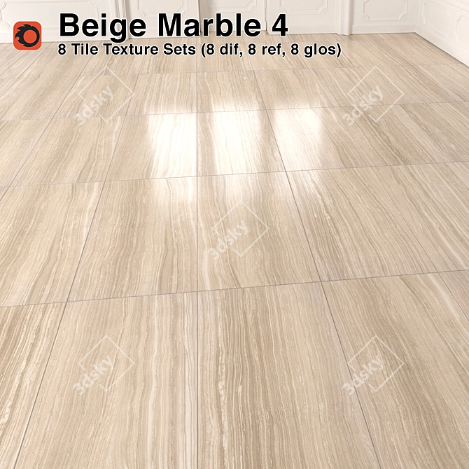 Elegant Beige Marble Tiles 3D model image 1