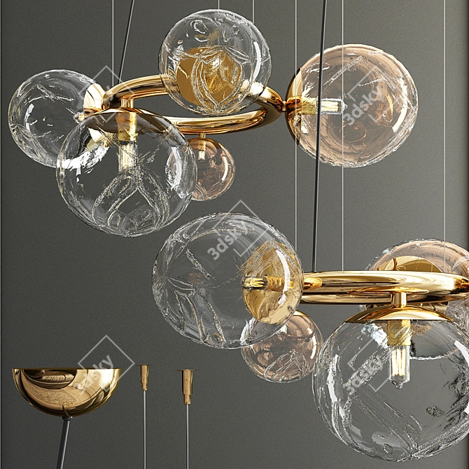 Elegant Glass & Metal Pendant Light 3D model image 1