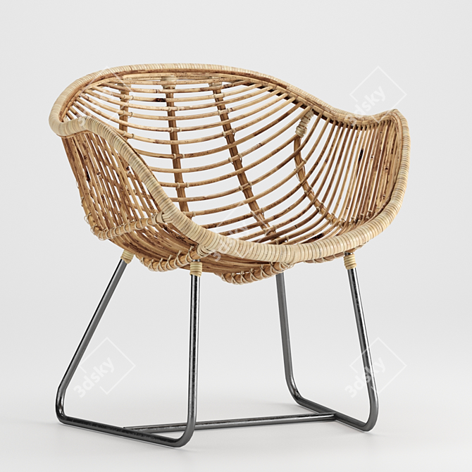 Elegant Rattan Chair 3D model image 1