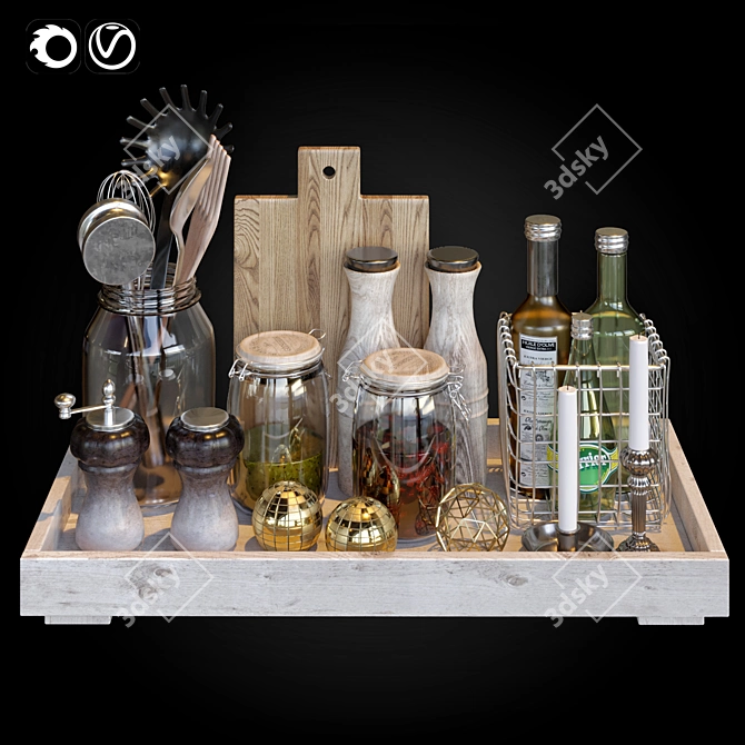 Sleek Kitchen Accessorie Set 3D model image 1