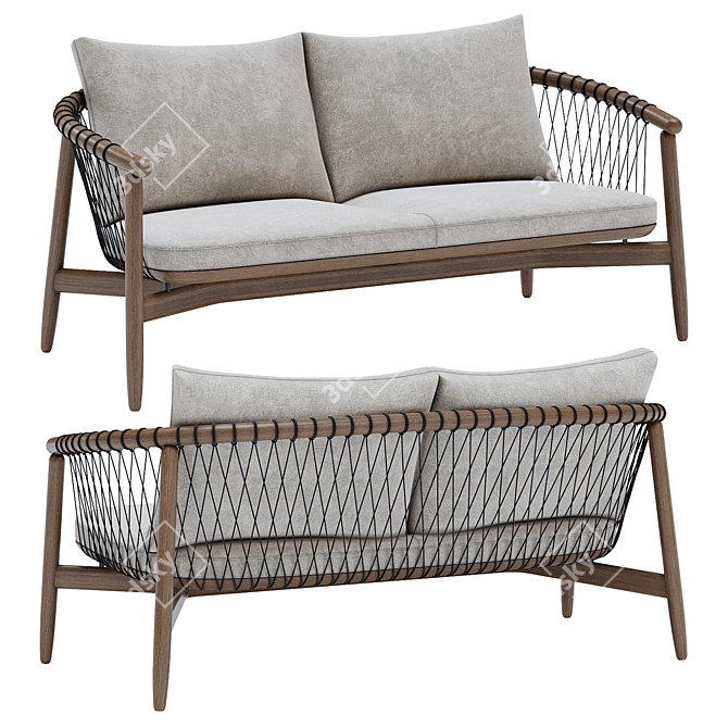 Crosshatch Settee: Elegant Comfort 3D model image 1