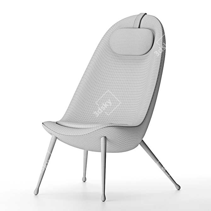 Ergonomic Light Lounge Chair 3D model image 2
