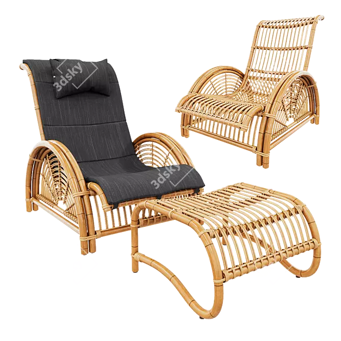 Paris Chair and Foot Stool: Nature-inspired Collection 3D model image 1