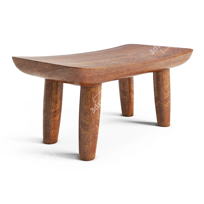 Mango Wood Stool 3D model image 3