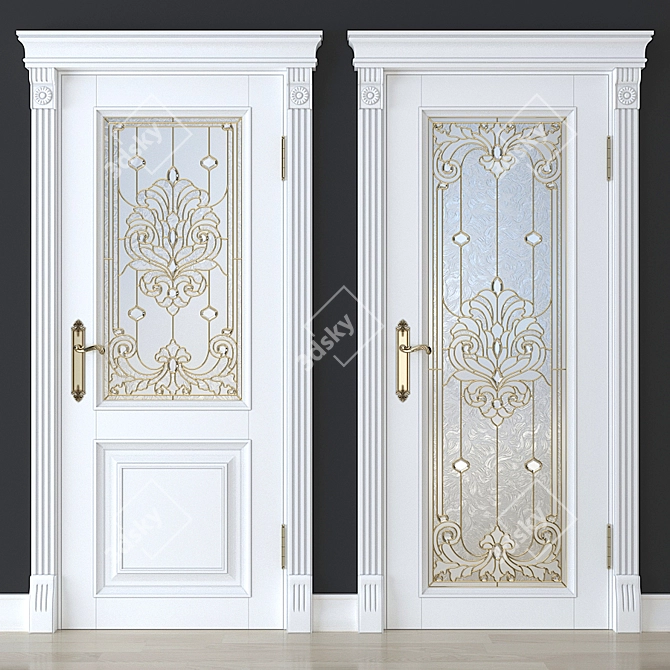 Elegant Stained Glass Door 3D model image 1