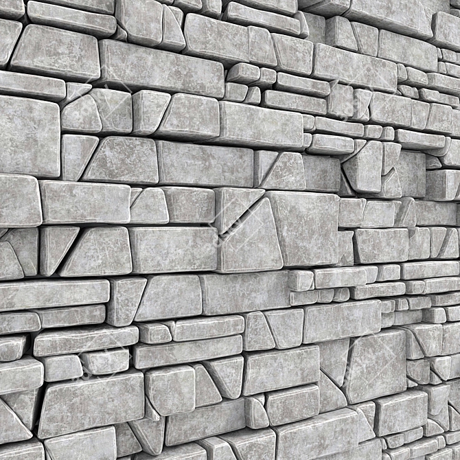 Fragmented Stone Panel: Large Splinters 3D model image 1