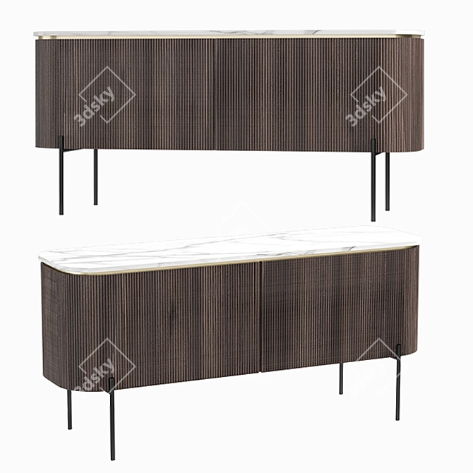Prague Walnut Veneer Chest 3D model image 1