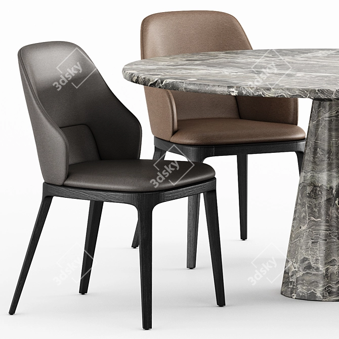 DOA Frag, Leaf Neutra: Stylish Table and Chair Set 3D model image 2