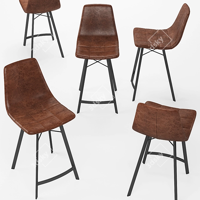 Aged Caramel Counter Stool 3D model image 3
