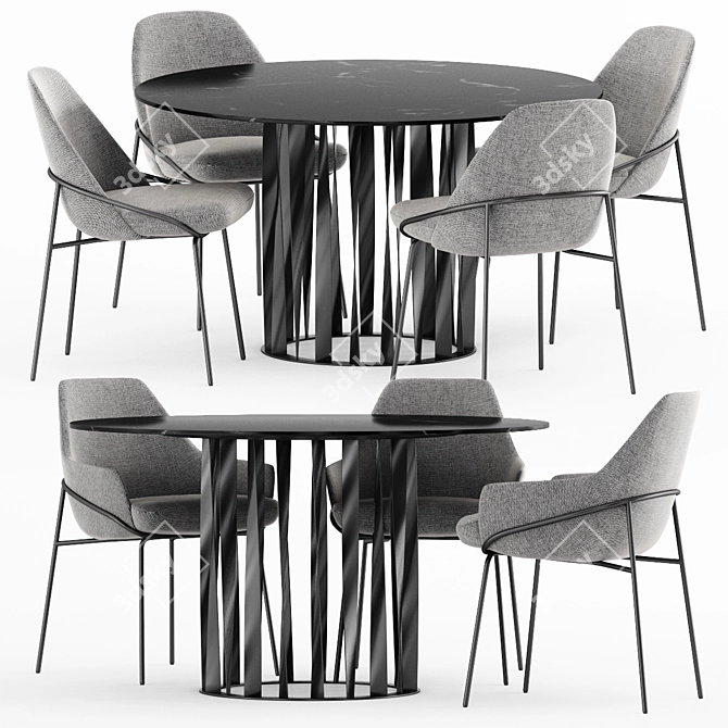 Elegant Jackie Chair & Boboli Table 3D model image 1