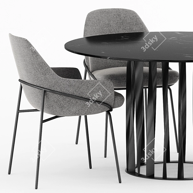 Elegant Jackie Chair & Boboli Table 3D model image 2