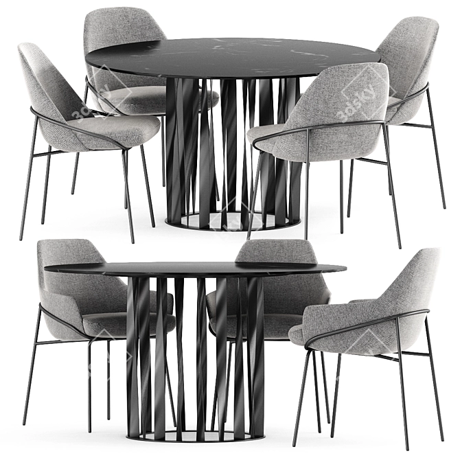 Elegant Jackie Chair & Boboli Table 3D model image 4