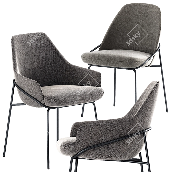 Elegant Jackie Chair & Boboli Table 3D model image 7