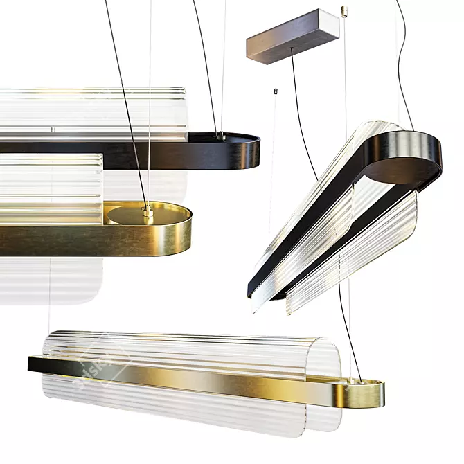 Nami Pendant Lamp: Blending Glass and Light 3D model image 1