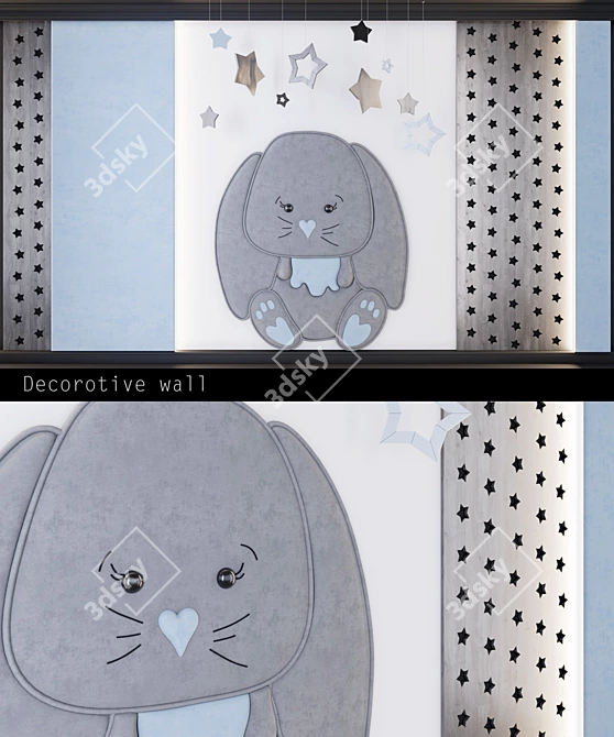 Bunny Paradise: Children's Wall Panels 3D model image 1
