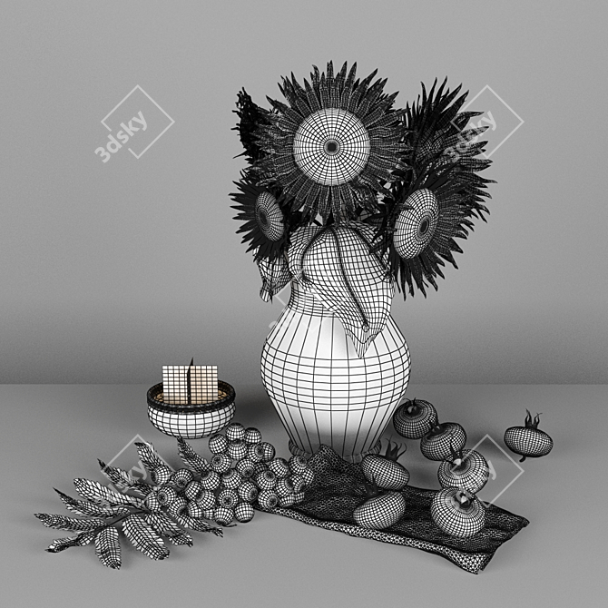 Sunflower and Mountain Ash Decor Set 3D model image 2