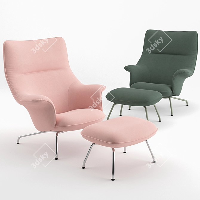 Muuto Doze Lounge Chair & Ottoman 3D model image 1
