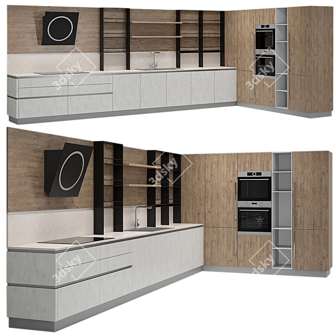 Modern and Sleek Scavolini Kitchen 3D model image 1