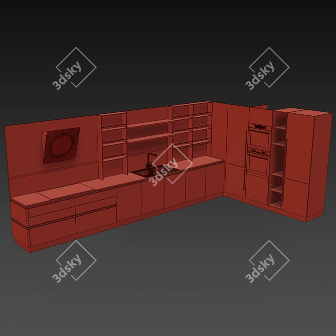 Modern and Sleek Scavolini Kitchen 3D model image 3